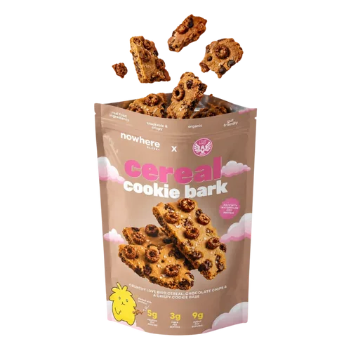 Cereal Cookie Bark in a brown pouch