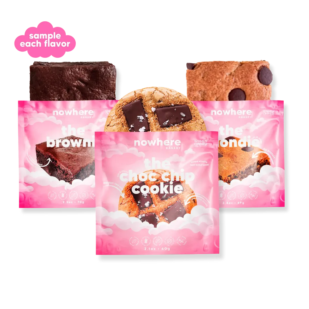 The Nowhere Box: a brownie, a cookie and a blondie pack